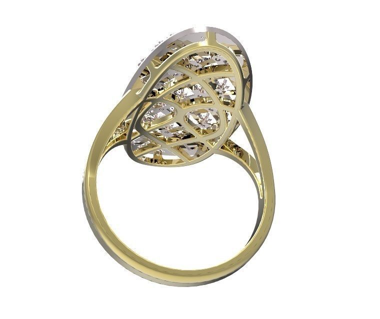 Ring oval with diamonds 3D print model_6