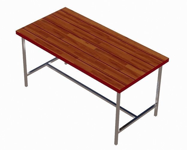 Wood Table with Steel Leg 3D model