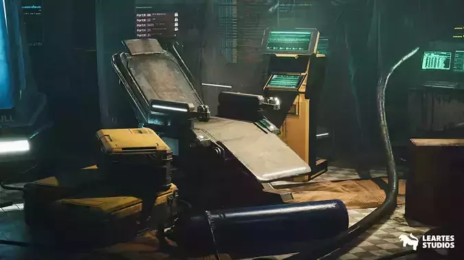 CyberPunk Laboratory Research Center Interior Kitbash Low-poly 3D model