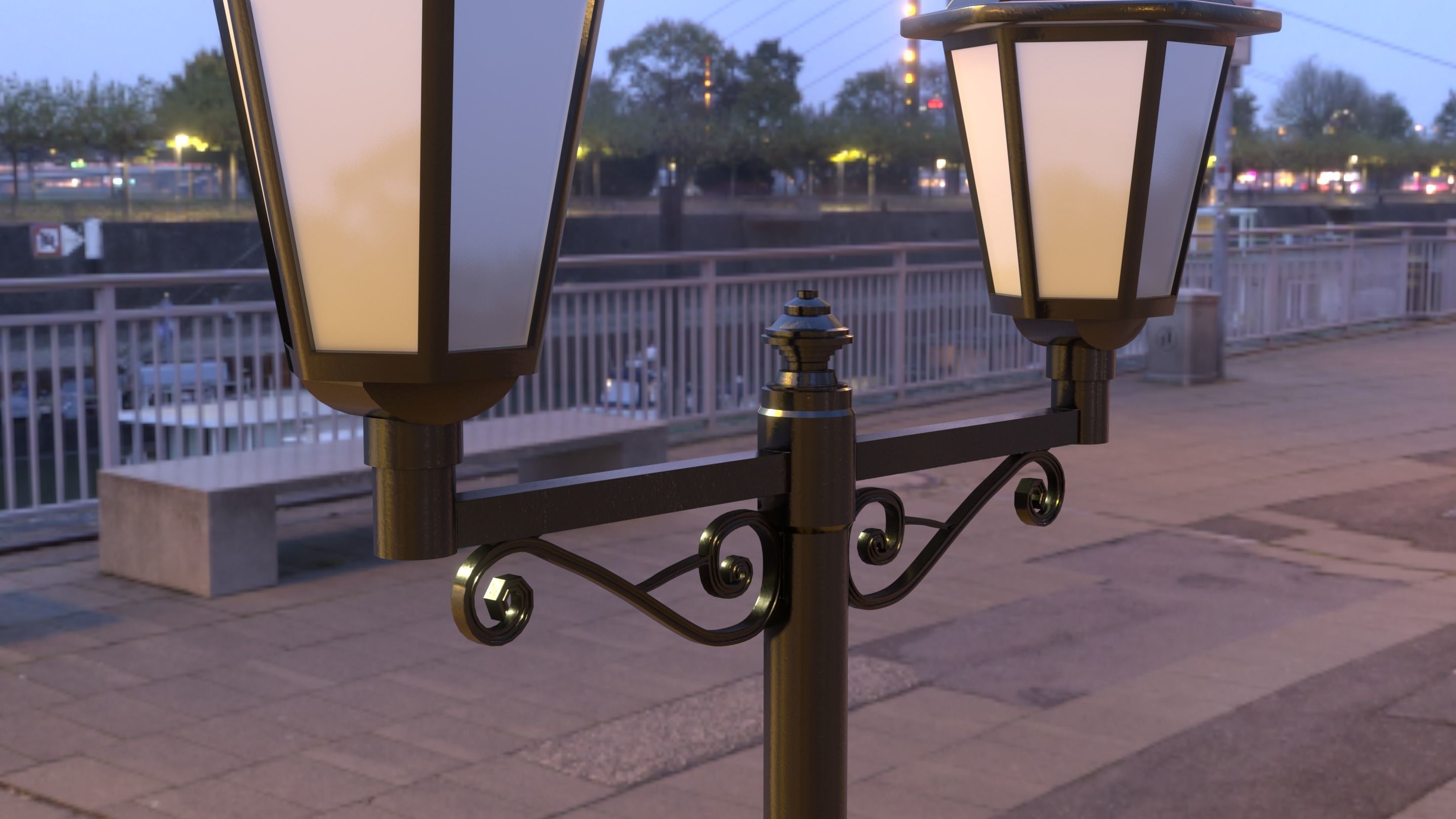 street light Low-poly 3D model_4