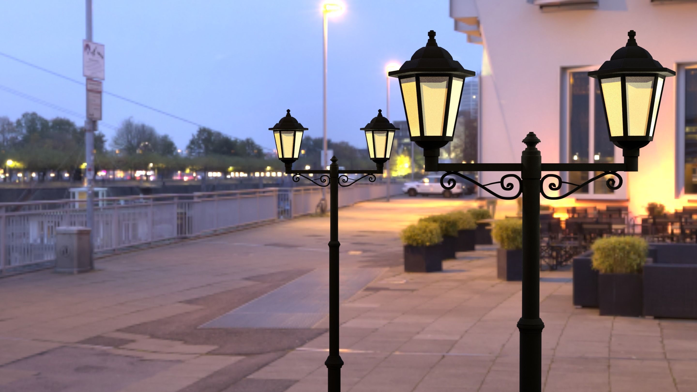 street light Low-poly 3D model_2