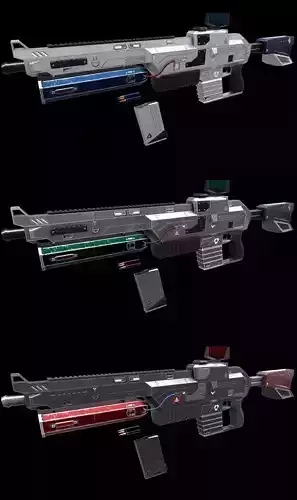 Scifi Rifle Magazine Bullets Triger Eject Button Included Low-poly 3D model