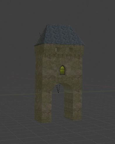 Castle stone tower with window 3D model_7