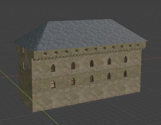 Castle stone tower with window 3D model_5