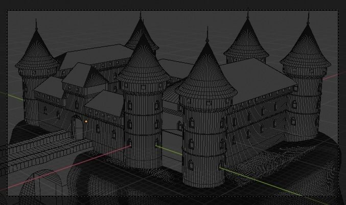 Castle stone tower with window 3D model_1