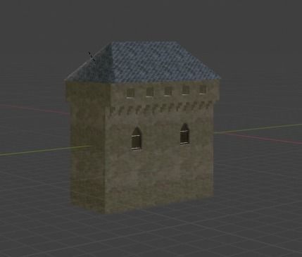 Castle stone tower with window 3D model_6
