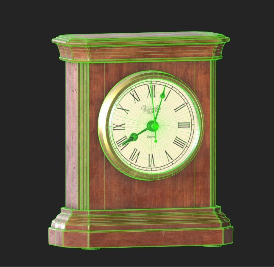 Vintage Clock Low-poly 3D model_4