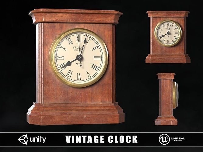 Vintage Clock Low-poly 3D model