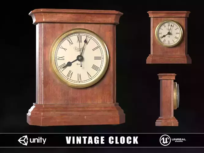 Vintage Clock Low-poly 3D model