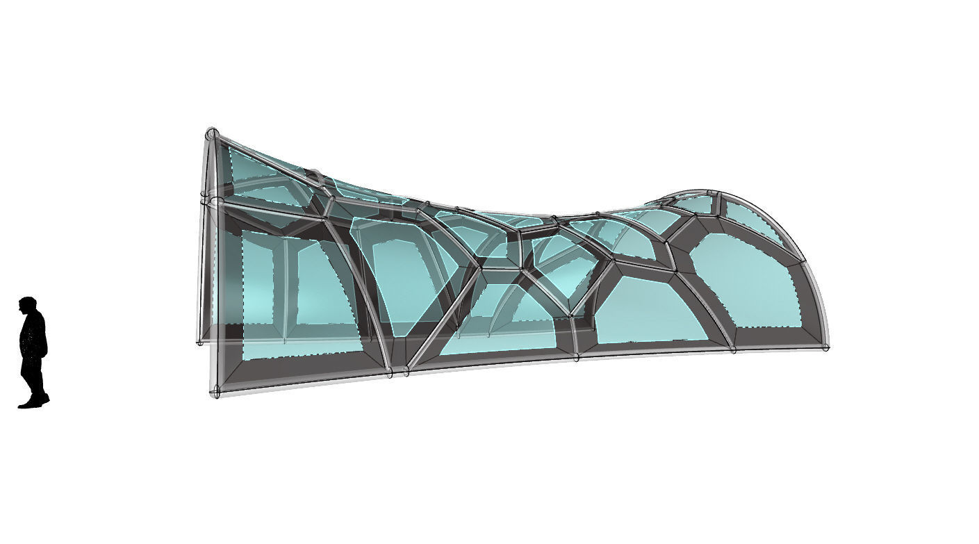 Voronoi Pavilion Structure with Glass Panels v1 3D model_21
