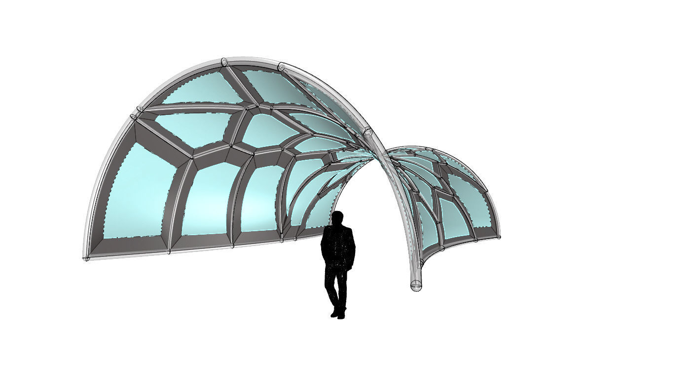 Voronoi Pavilion Structure with Glass Panels v1 3D model_31
