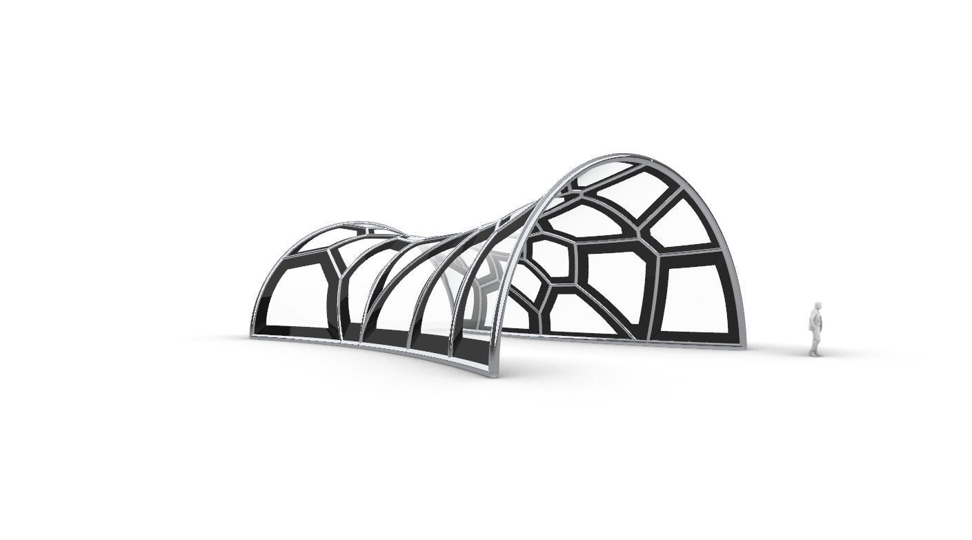 Voronoi Pavilion Structure with Glass Panels v1 3D model_10