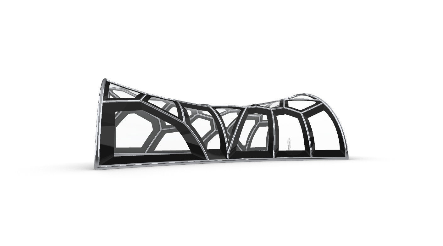 Voronoi Pavilion Structure with Glass Panels v1 3D model_5