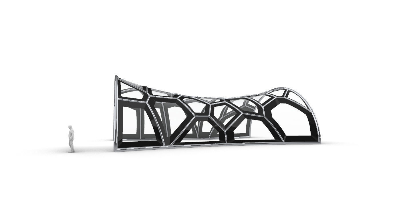 Voronoi Pavilion Structure with Glass Panels v1 3D model_2