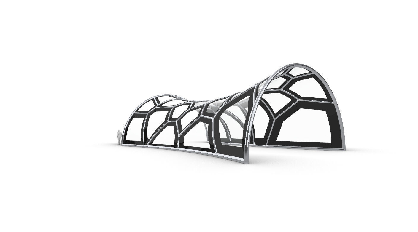 Voronoi Pavilion Structure with Glass Panels v1 3D model_6