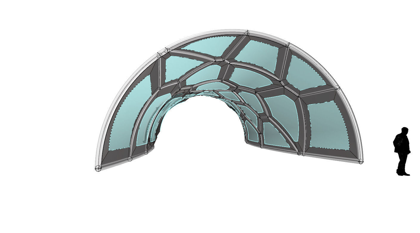 Voronoi Pavilion Structure with Glass Panels v1 3D model_29
