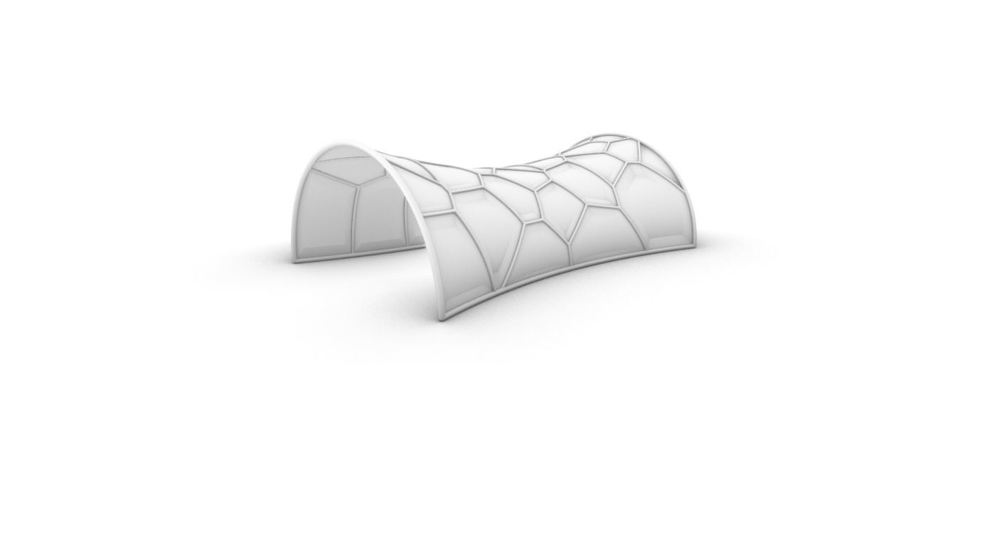 Voronoi Pavilion Structure with Glass Panels v1 3D model_53