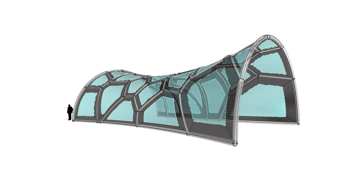 Voronoi Pavilion Structure with Glass Panels v1 3D model_24