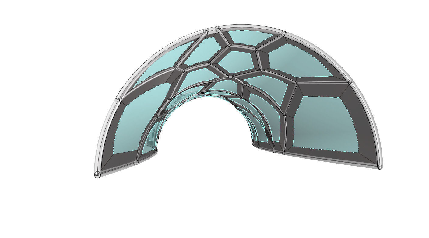 Voronoi Pavilion Structure with Glass Panels v1 3D model_23