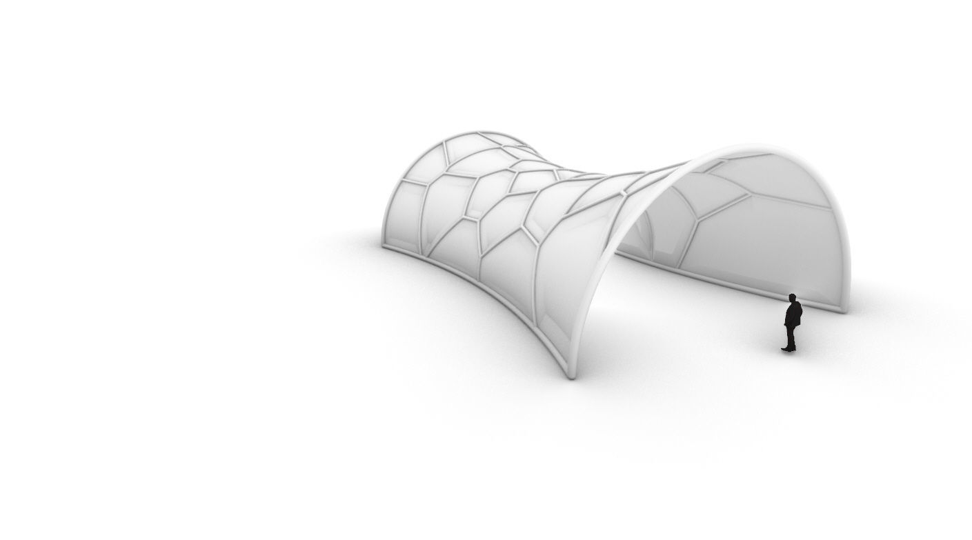 Voronoi Pavilion Structure with Glass Panels v1 3D model_56