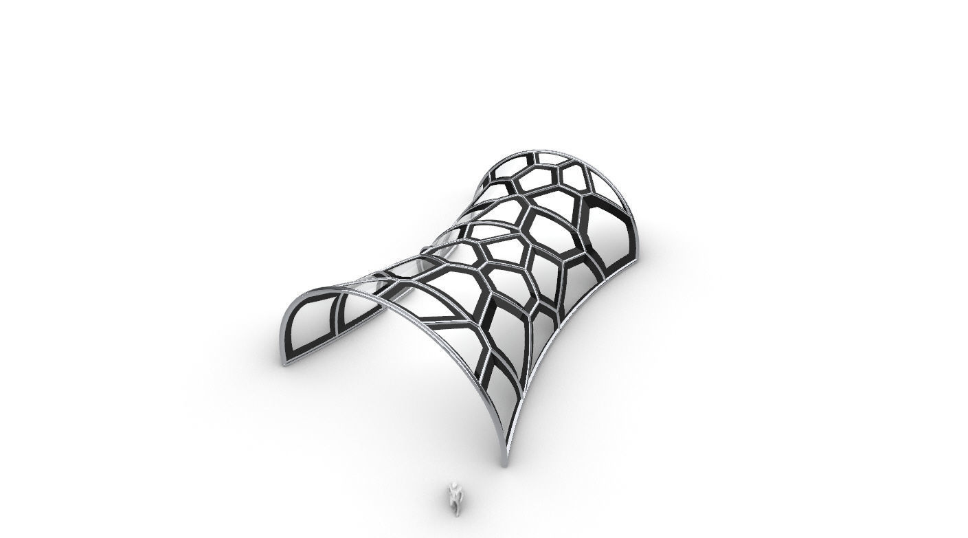 Voronoi Pavilion Structure with Glass Panels v1 3D model_20