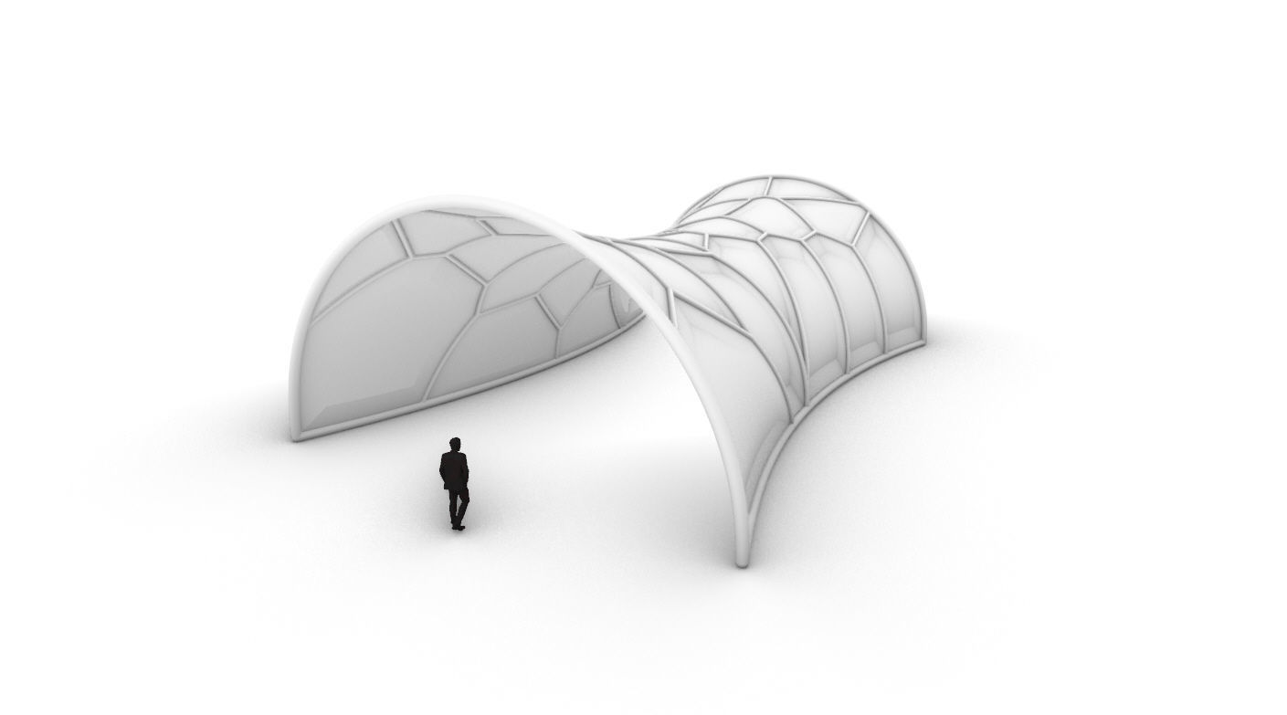 Voronoi Pavilion Structure with Glass Panels v1 3D model_59