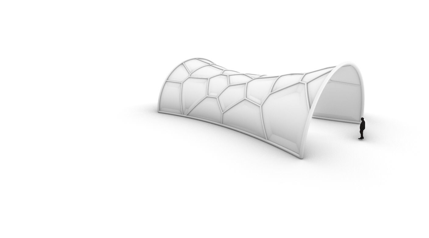 Voronoi Pavilion Structure with Glass Panels v1 3D model_55
