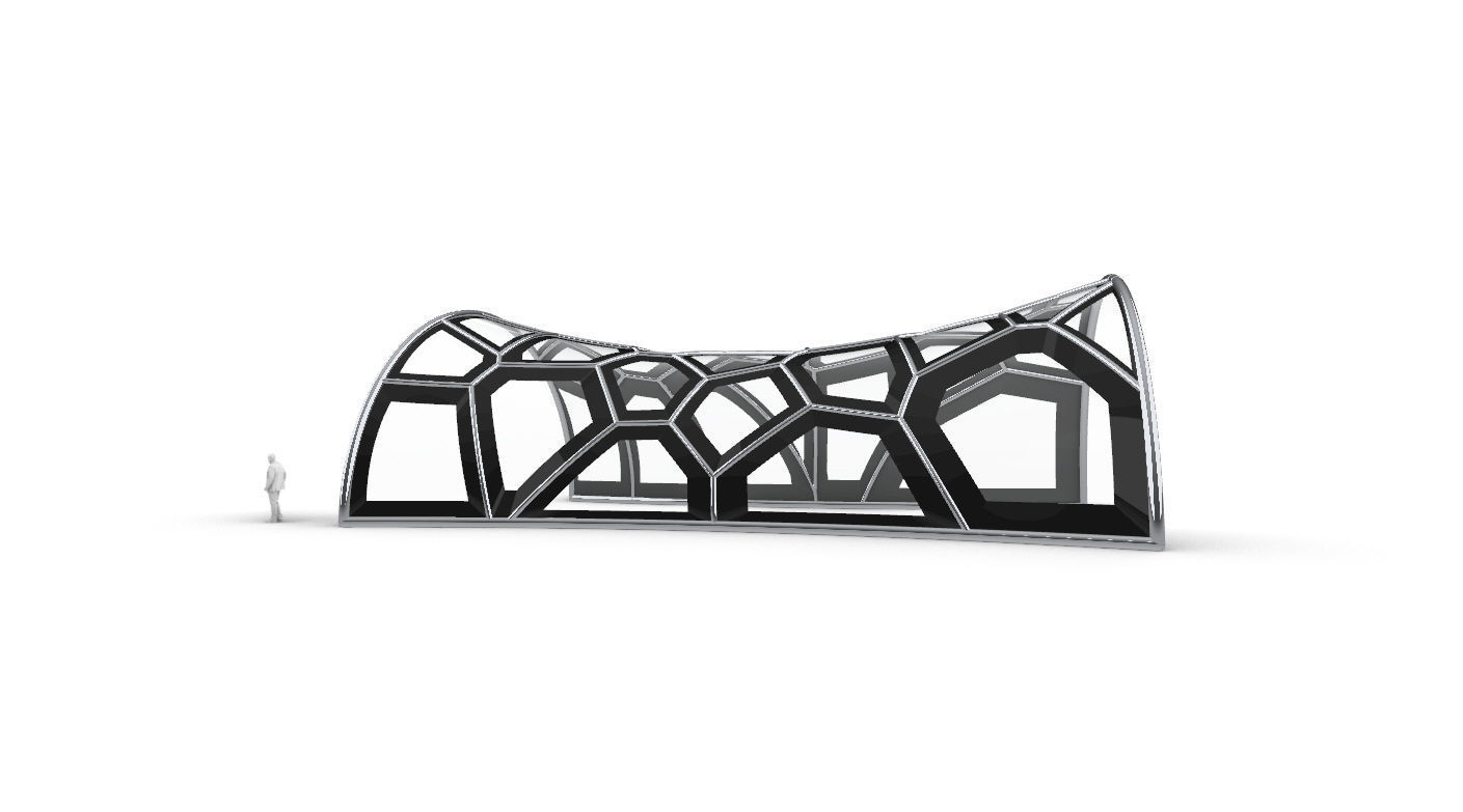 Voronoi Pavilion Structure with Glass Panels v1 3D model_3