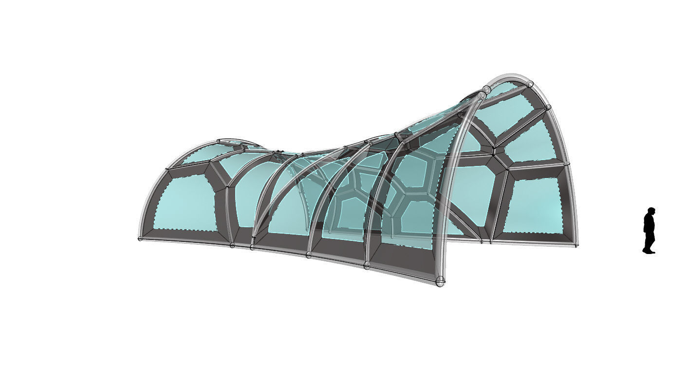 Voronoi Pavilion Structure with Glass Panels v1 3D model_28