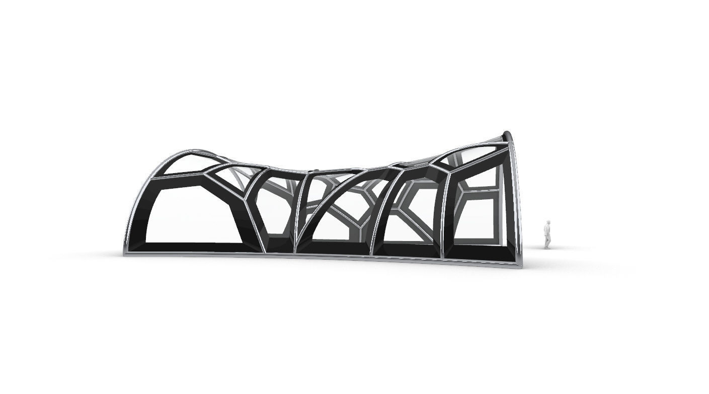 Voronoi Pavilion Structure with Glass Panels v1 3D model_8