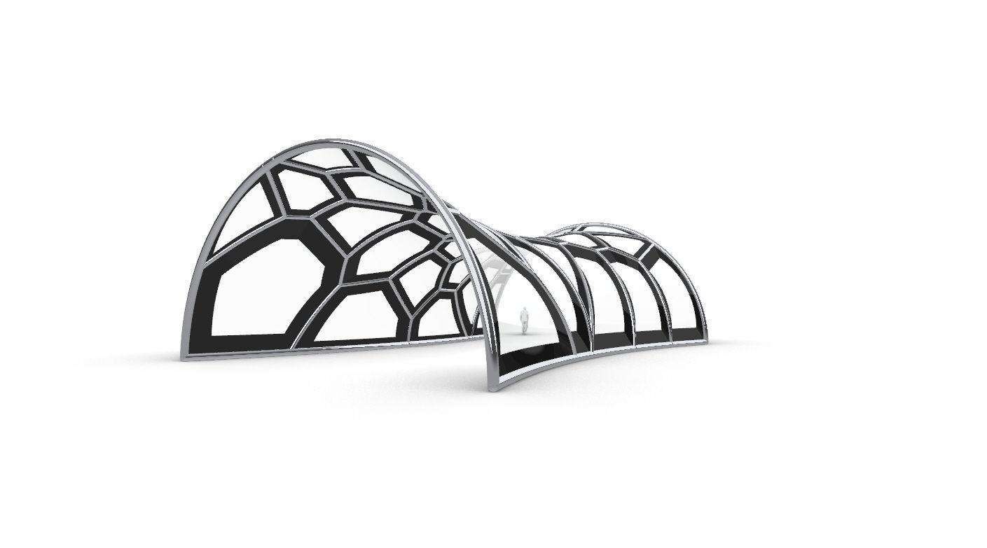 Voronoi Pavilion Structure with Glass Panels v1 3D model_7