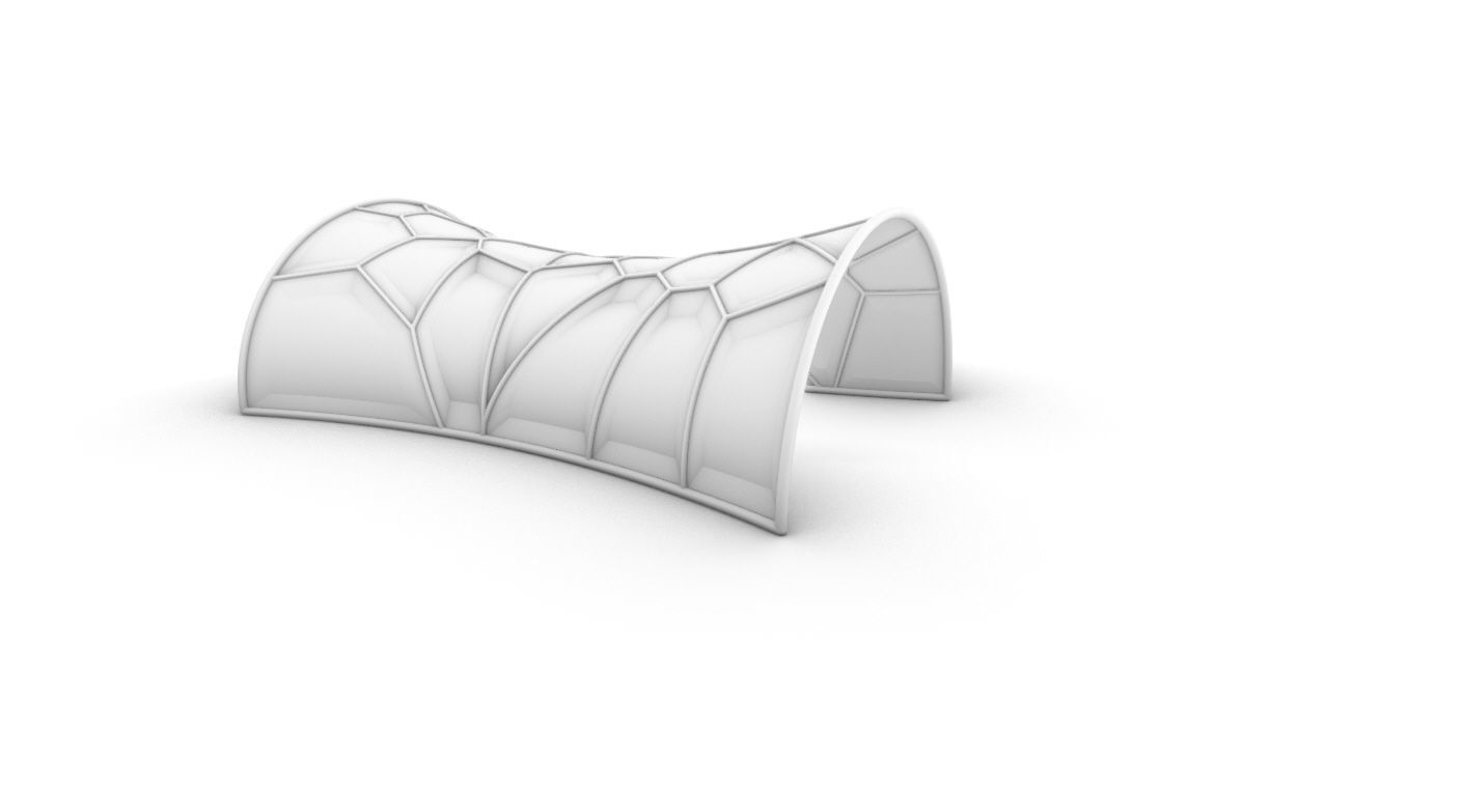 Voronoi Pavilion Structure with Glass Panels v1 3D model_47