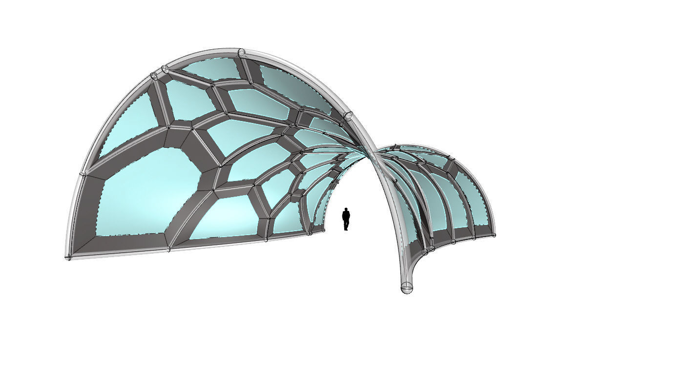 Voronoi Pavilion Structure with Glass Panels v1 3D model_25