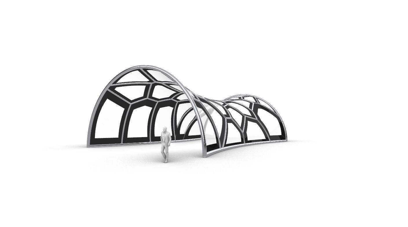 Voronoi Pavilion Structure with Glass Panels v1 3D model_1