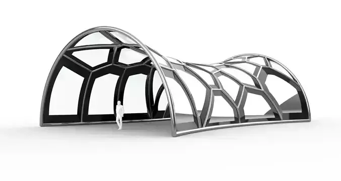 Voronoi Pavilion Structure with Glass Panels v1