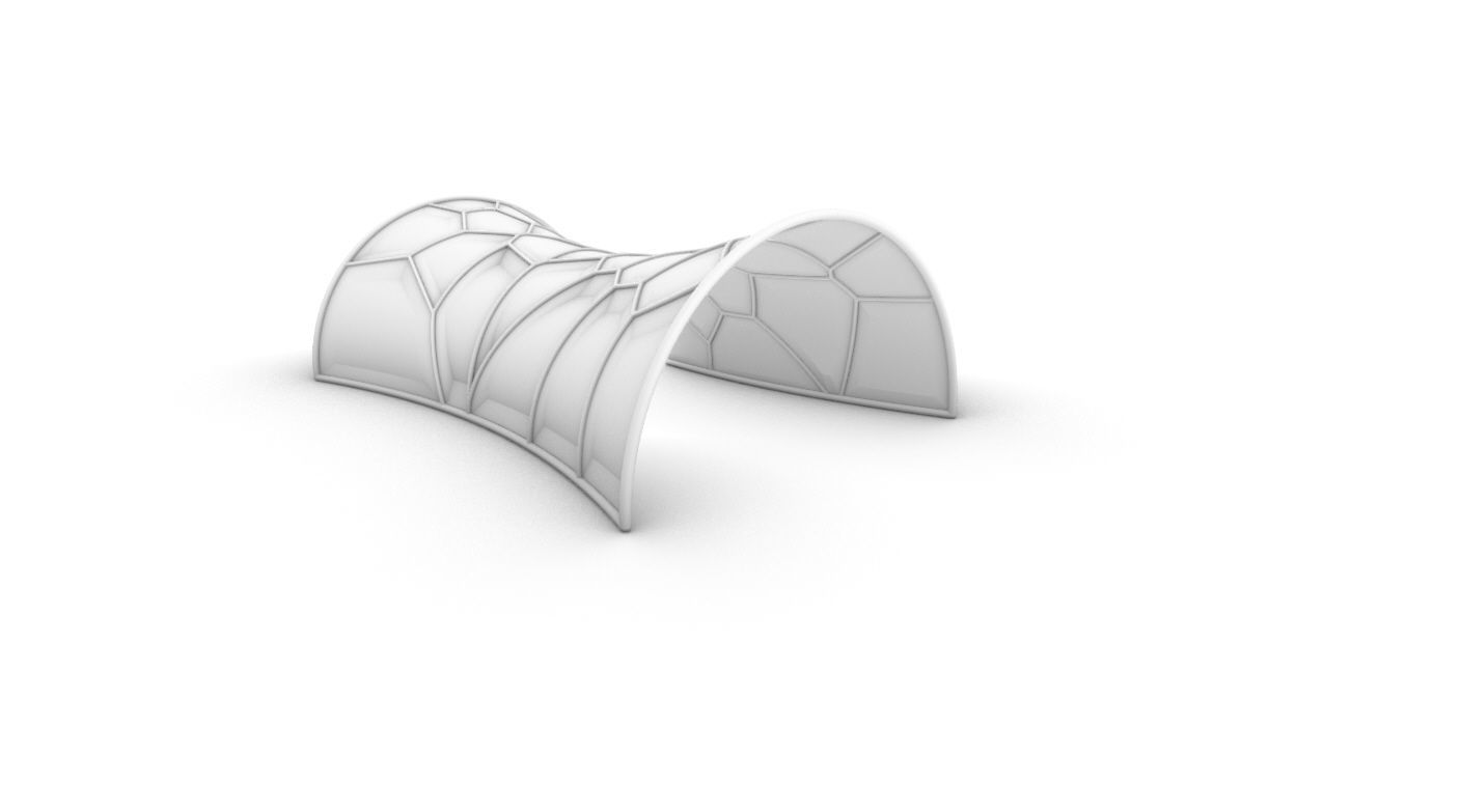 Voronoi Pavilion Structure with Glass Panels v1 3D model_46