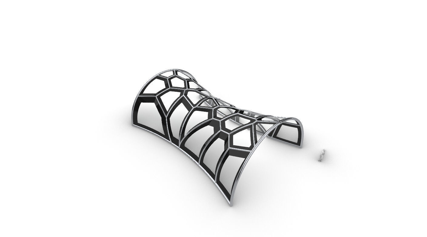 Voronoi Pavilion Structure with Glass Panels v1 3D model_18