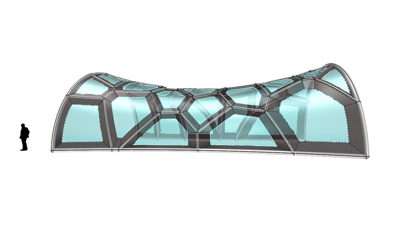 Voronoi Pavilion Structure with Glass Panels v1 3D model_22