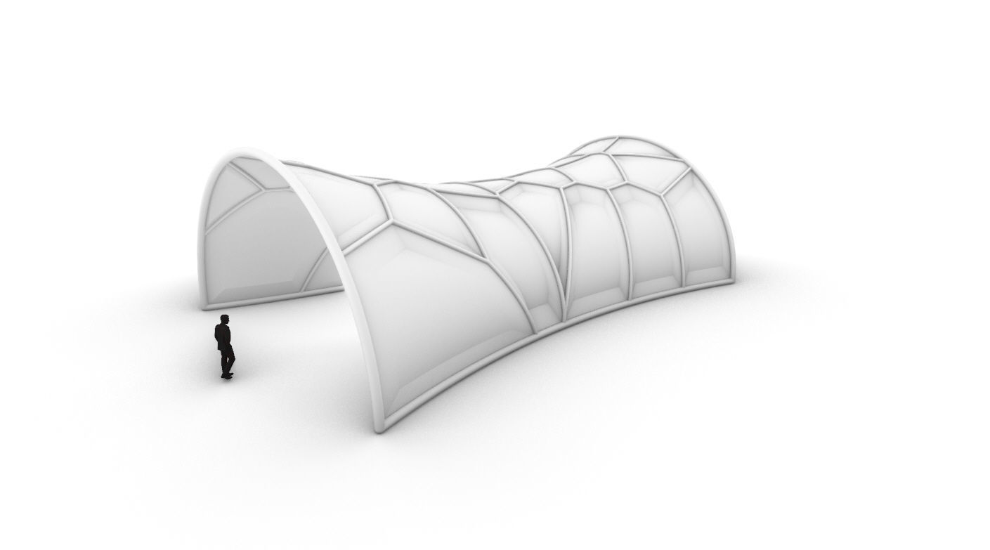 Voronoi Pavilion Structure with Glass Panels v1 3D model_60