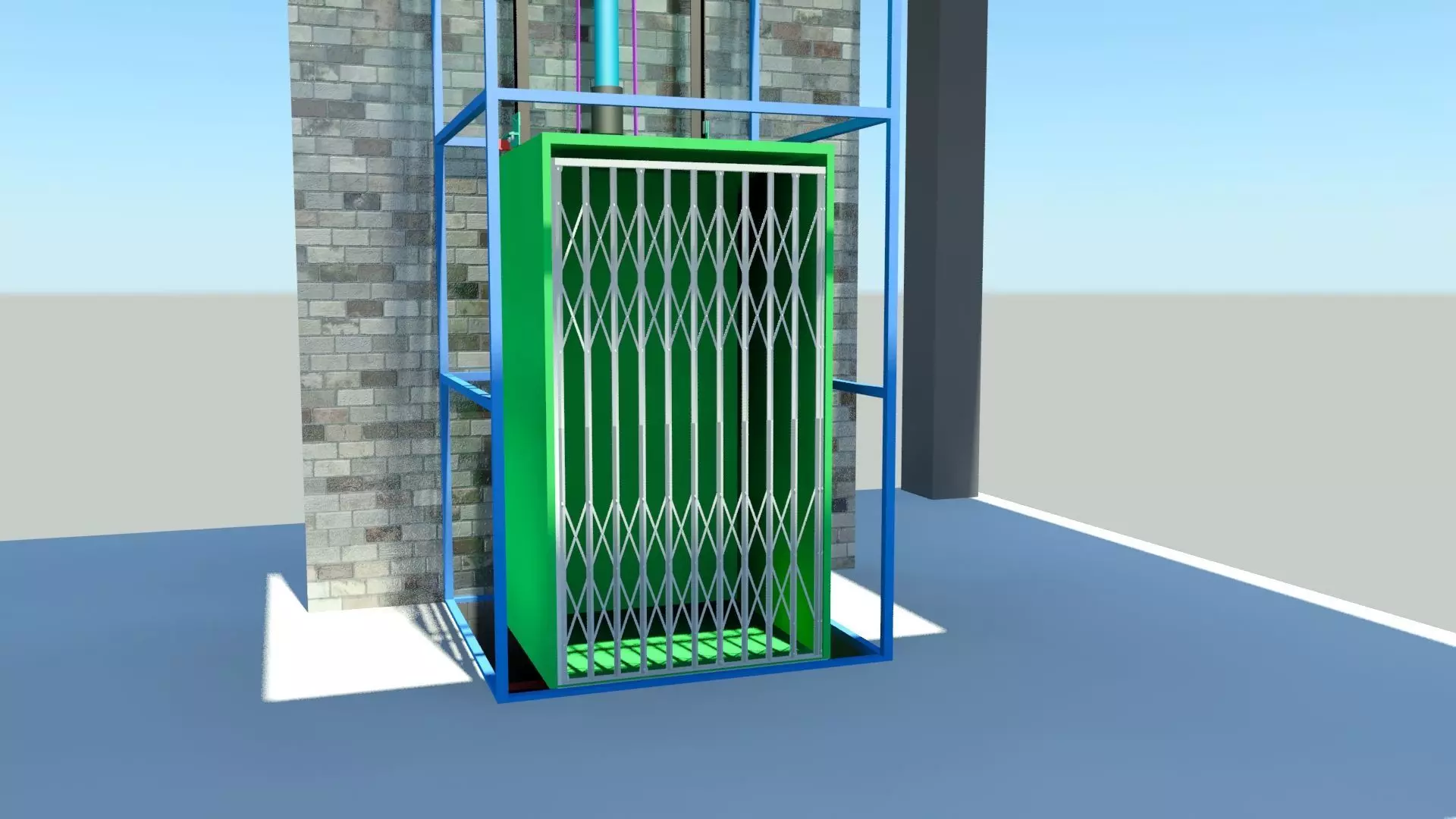 Hydraulic Powered Wire rope Elevator Low-poly 3D model
