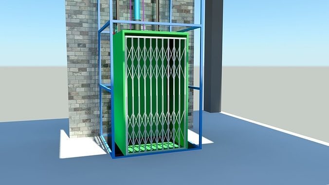 Hydraulic Powered Wire rope Elevator  Low-poly 3D model