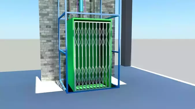 Hydraulic Powered Wire rope Elevator  Low-poly 3D model