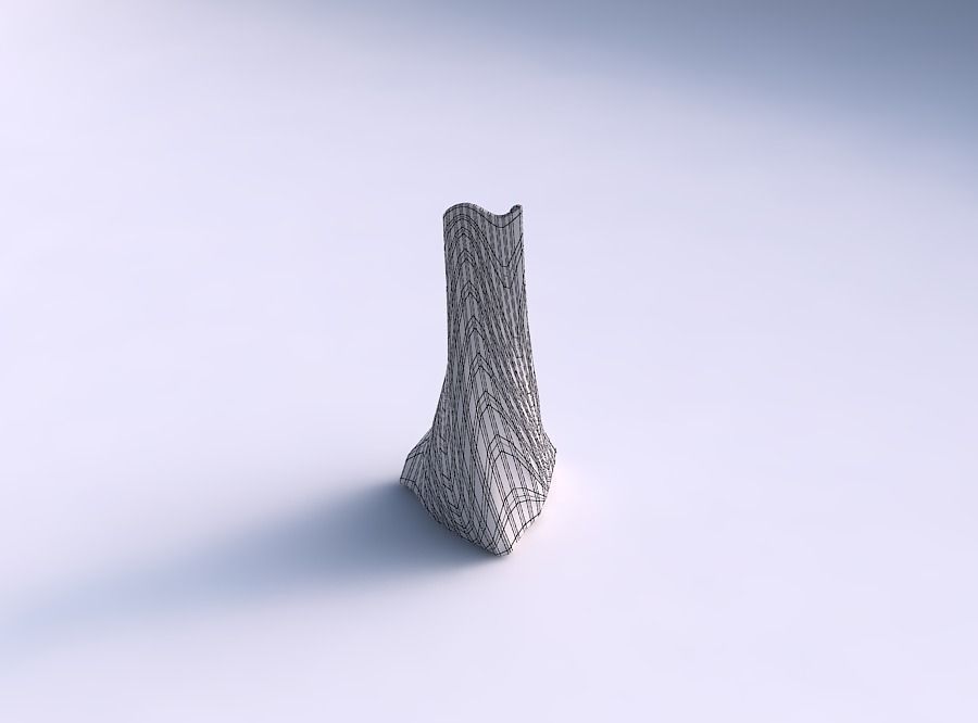 Vase twist grounded tipping triangle with wavy grid plates 3D print model_5