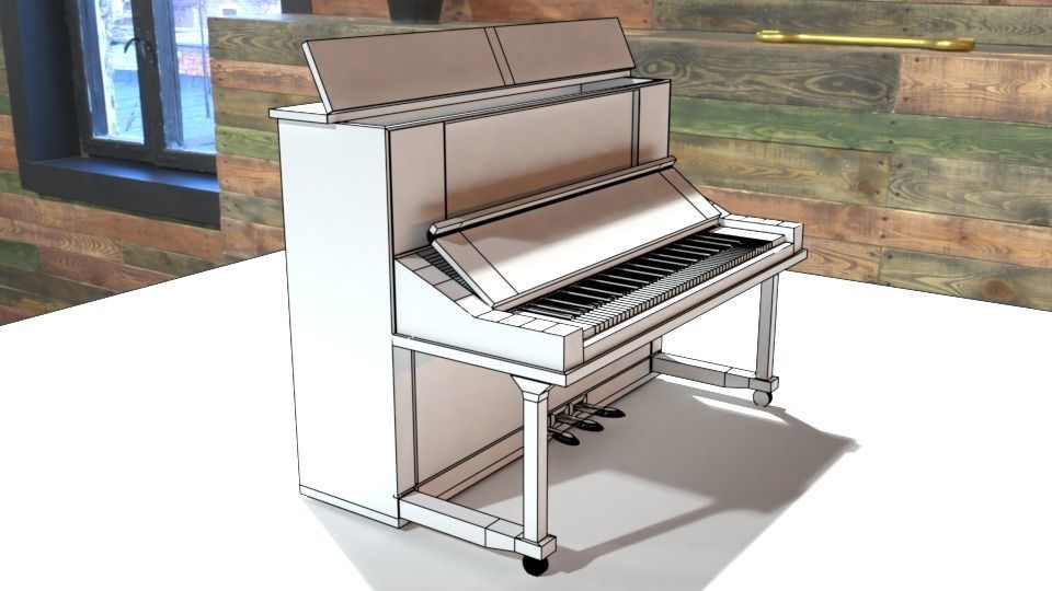 upright piano Low-poly 3D model_7
