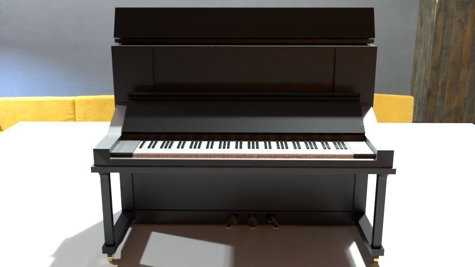 upright piano Low-poly 3D model_1