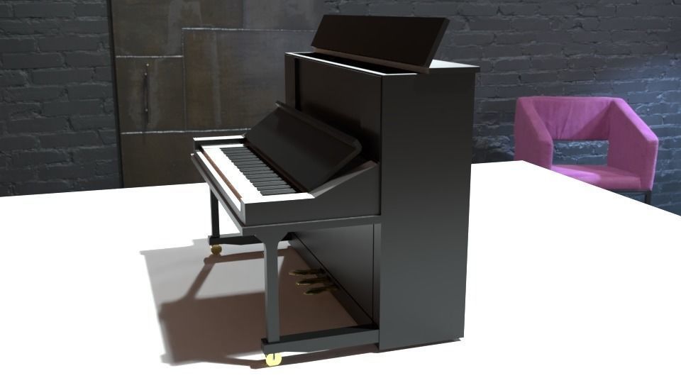 upright piano Low-poly 3D model_2