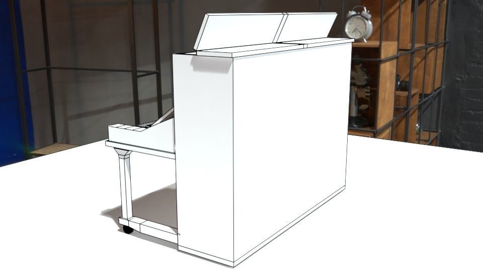 upright piano Low-poly 3D model_9