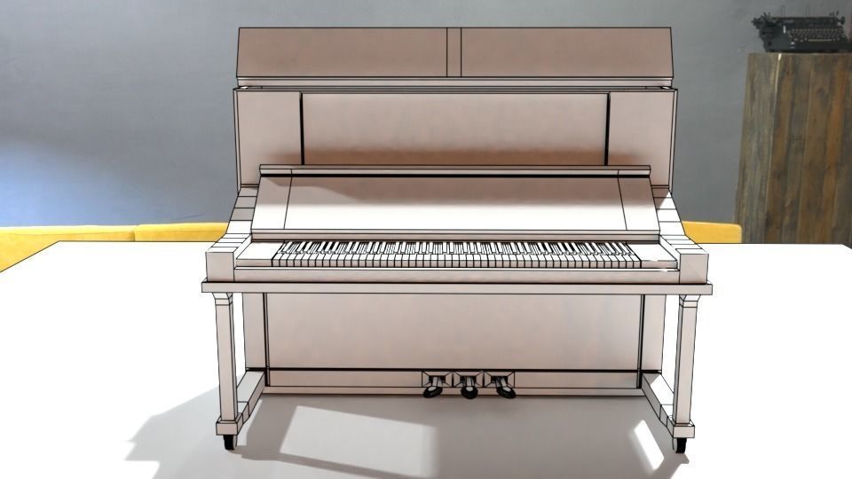 upright piano Low-poly 3D model_8