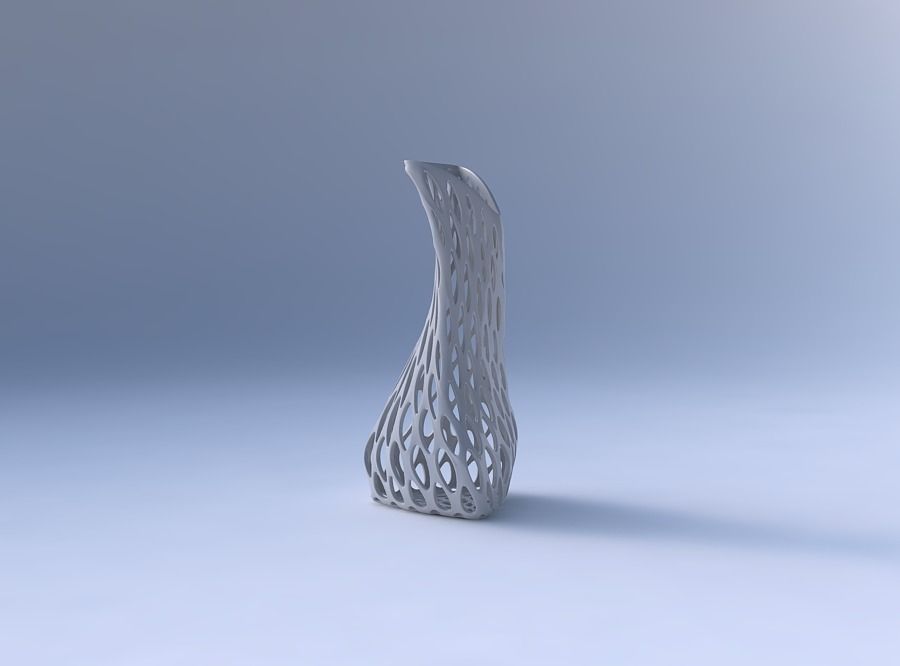 Vase twist puffy bent triangle with bubble grid lattice 3D print model_4