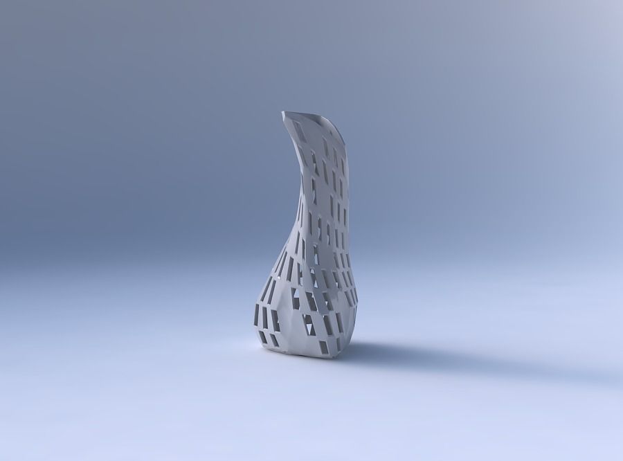 Vase twist puffy bent triangle with checker grid lattice 2 3D print model_4
